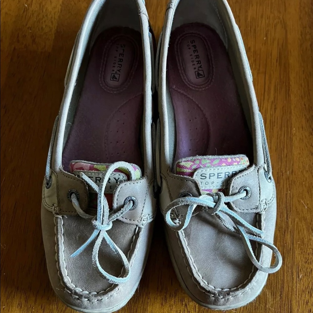 Sperry Top-Sider Sz 8M Leather Mesh Tan Brown pink Womens Boat Shoes